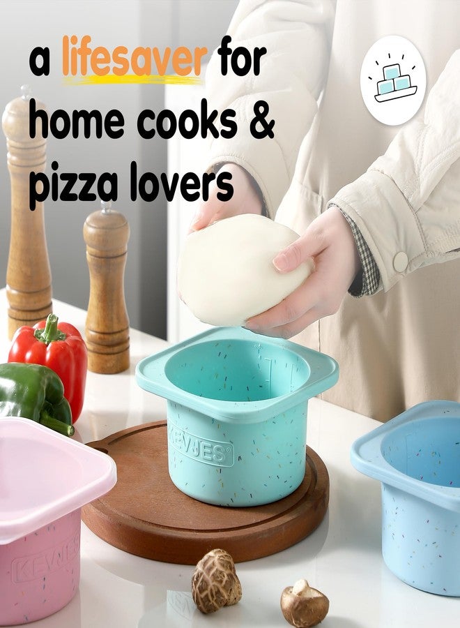 KEVJES PLUS 1000ml Pizza Dough Proofing Containers for DIY family Artisan Pizza, Food Grade Silicone Stackable Boxes with Lids, Freezer, Fridge, Dishwasher Safe-Sprinkles Pattern-3 Pack (Multicolors) - Image 5